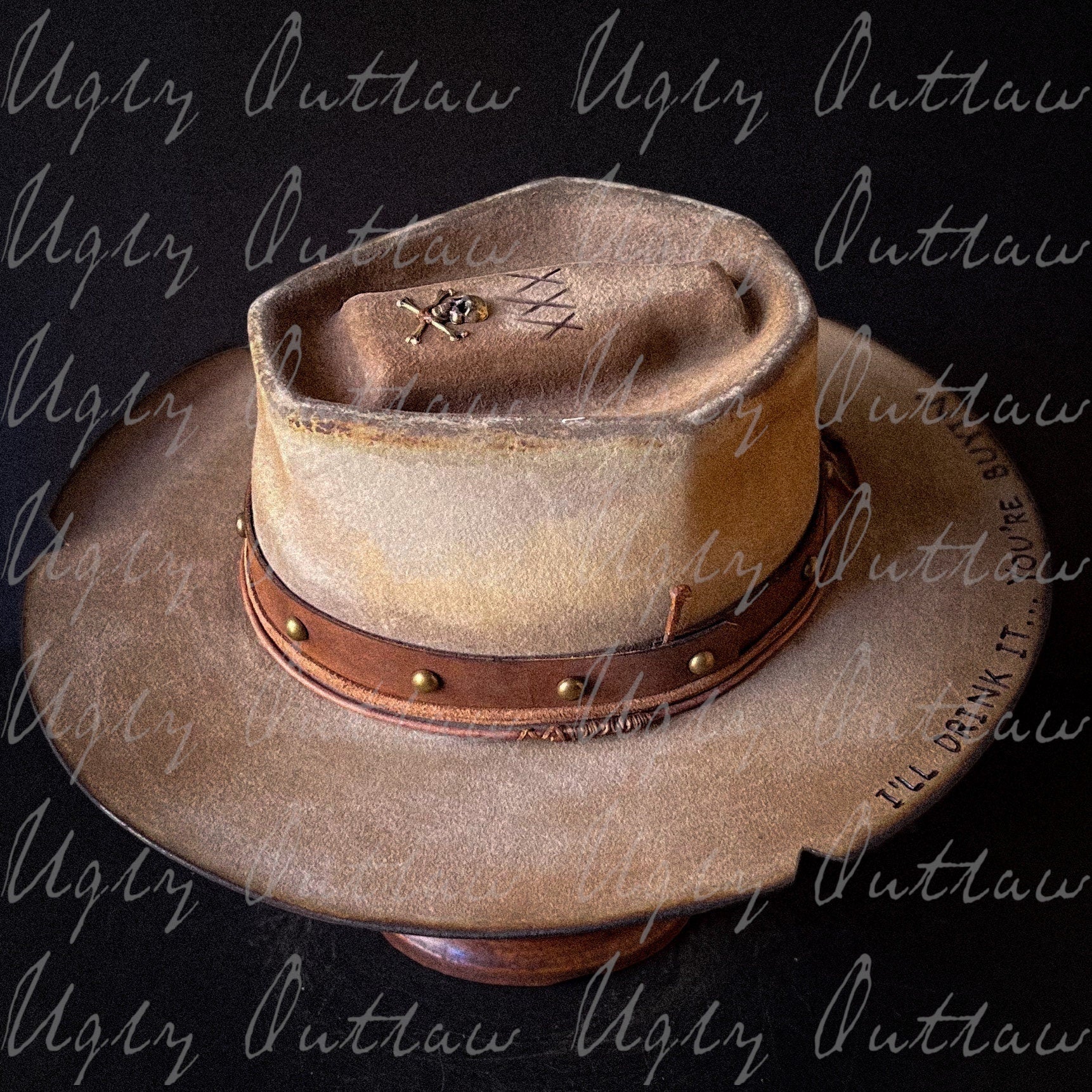 The “Drinkin’ Buddy” size 7 1/2 from Ugly Outlaw Hats
