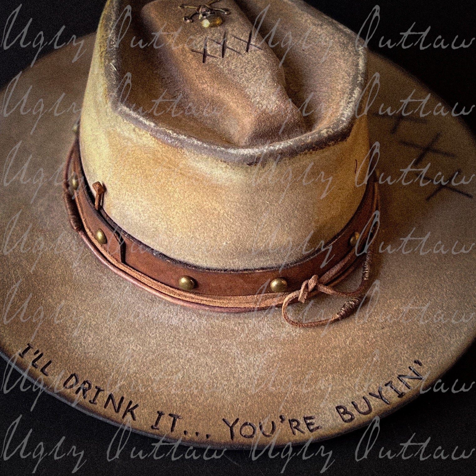 The “Drinkin’ Buddy” size 7 1/2 from Ugly Outlaw Hats