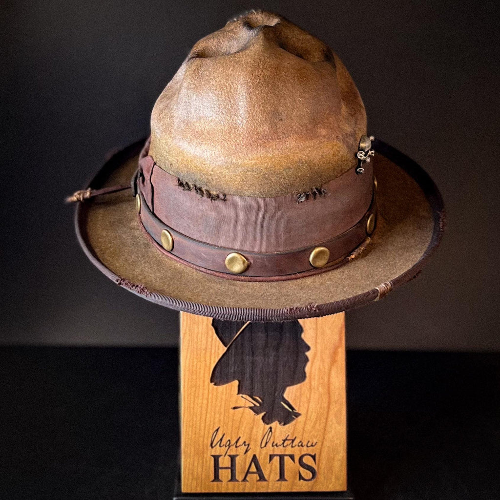 The “Skull of my Enemy” size 7 1/2 long oval from Ugly Outlaw Hats.