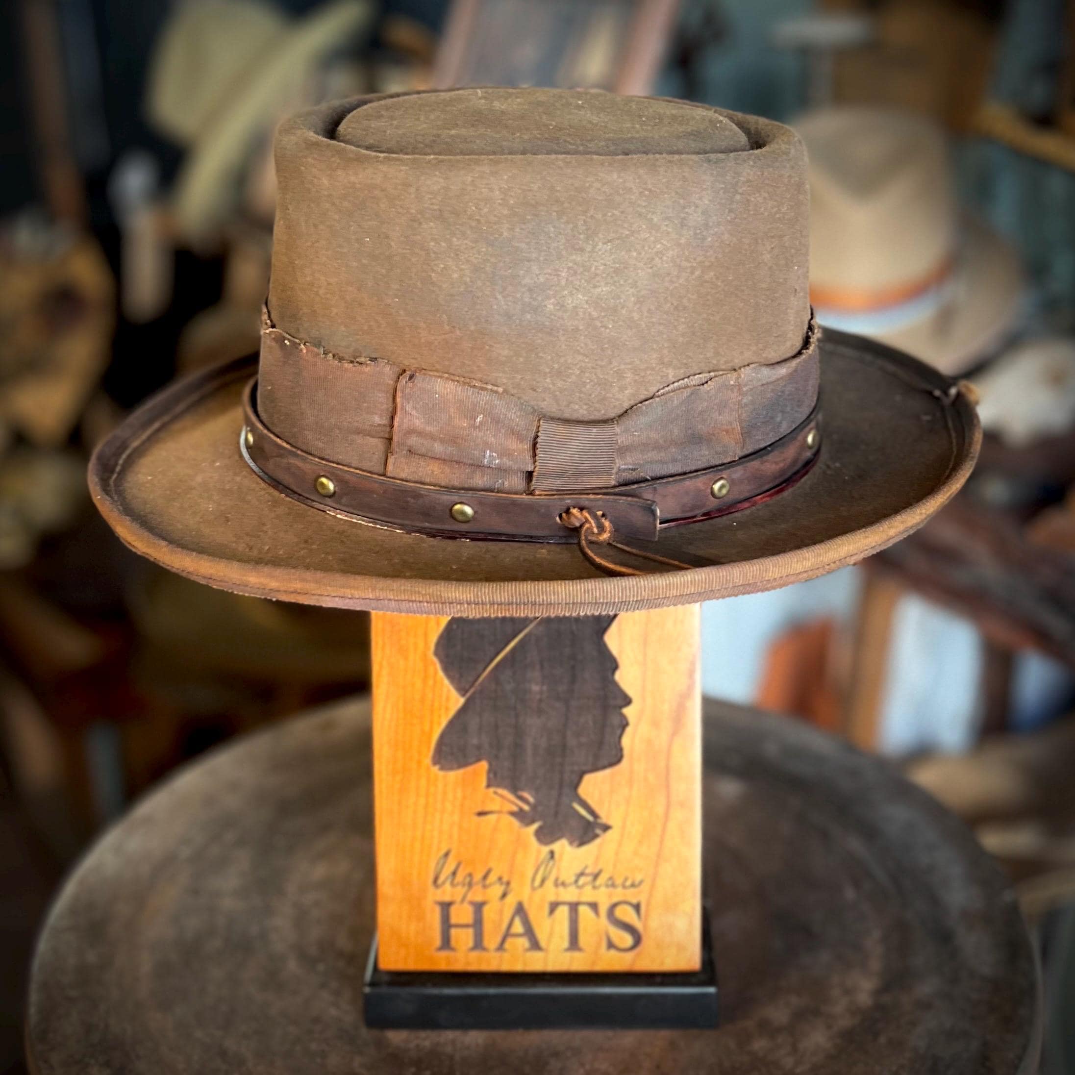 The “Hardened Criminal” size 7 3/8 from Ugly Outlaw Hats.